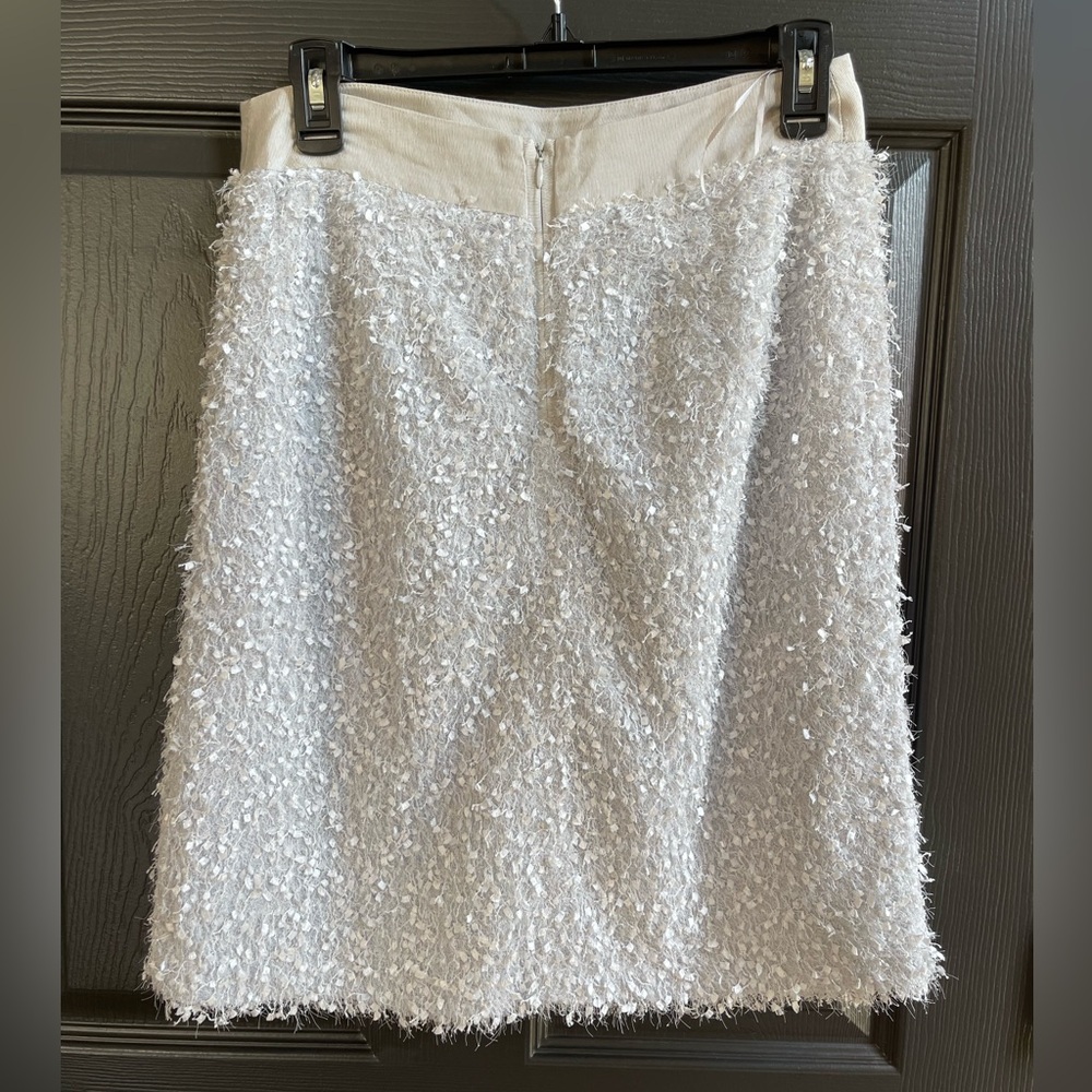 J MCLAUGHLIN Felix Textured Silver Grey Snowflake Jacquard Lined Skirt Size 4 - Picture 4 of 12